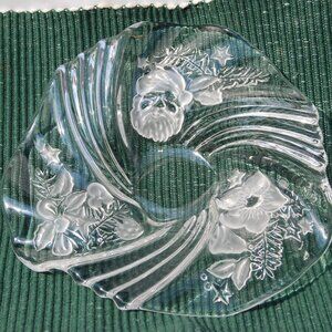 VTG Mikasa Christmas 9" Crystal Bon Bon Plate